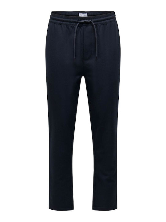 Only & Sons Pantaloni pentru bărbați Elastice cu Croială Tapered Dark Navy