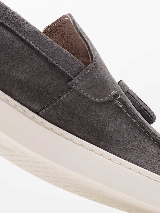 Δερμάτινα Ανδρικά Loafers σε Γκρι Χρώμα