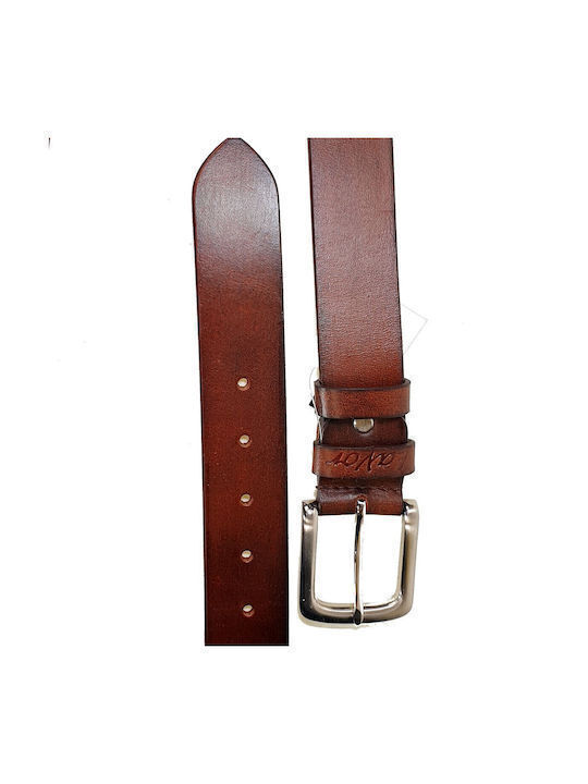 Men's Leather Wide Belt Tabac Brown