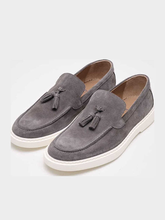 Δερμάτινα Ανδρικά Loafers σε Γκρι Χρώμα