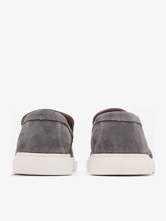 Δερμάτινα Ανδρικά Loafers σε Γκρι Χρώμα