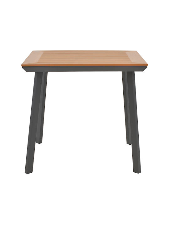 Synergy Outdoor Dinner Table with Wood Surface and Aluminum Frame Natural 80x80x74cm
