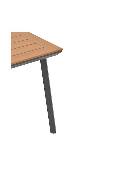 Synergy Outdoor Dinner Table with Wood Surface and Aluminum Frame Natural 80x80x74cm
