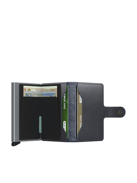 Miniwallet Vintage Δερμάτινο Ανδρικό Πορτοφόλι Καρτών με RFID και Μηχανισμό Slide Original Grey