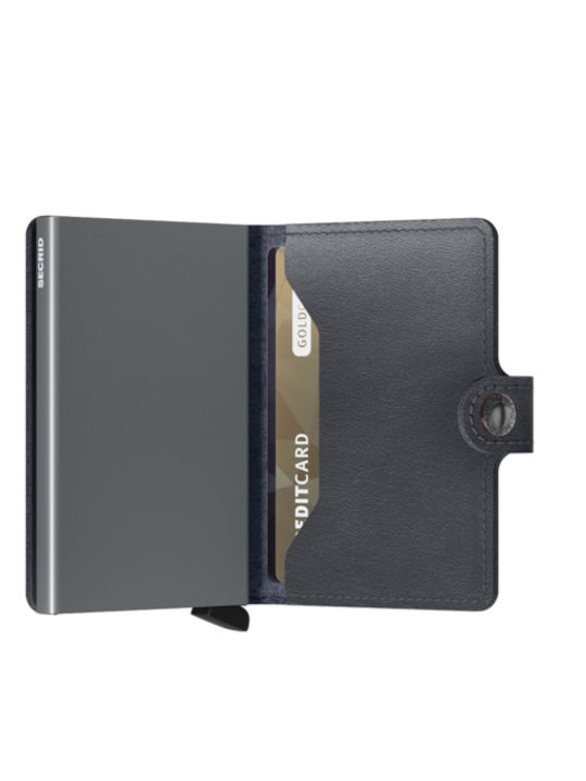 Miniwallet Vintage Δερμάτινο Ανδρικό Πορτοφόλι Καρτών με RFID και Μηχανισμό Slide Original Grey
