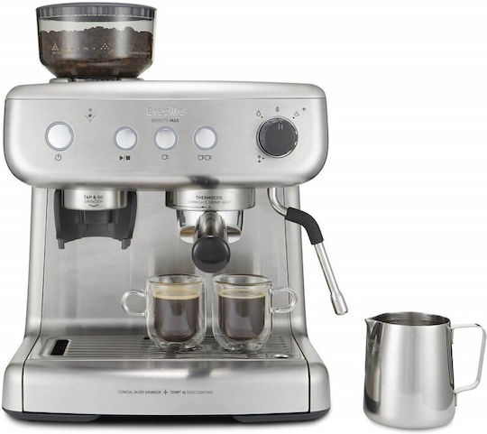 Breville Barista Max VCF126X Automatische Espressomaschine 1250W Druckreiniger 15bar mit Mahlwerk Silber VCF126X