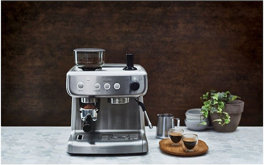Breville Barista Max VCF126X Automatische Espressomaschine 1250W Druckreiniger 15bar mit Mahlwerk Silber VCF126X