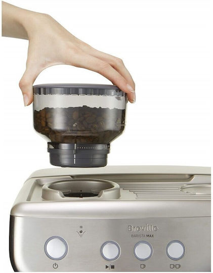 Breville Barista Max VCF126X Automatische Espressomaschine 1250W Druckreiniger 15bar mit Mahlwerk Silber VCF126X