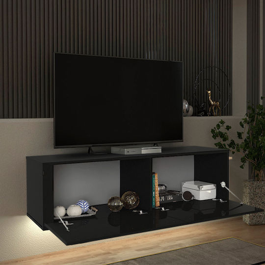 TV-Ständer Morel mit LED-Beleuchtung Schwarz M140xT41.8xH40cm