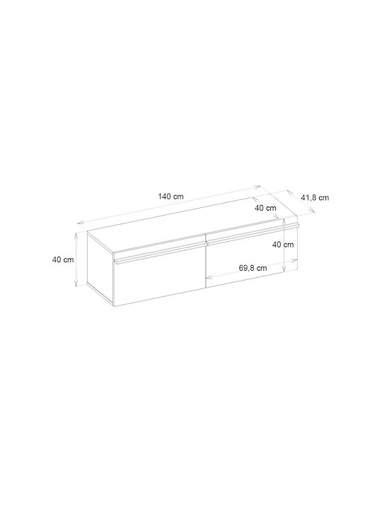 Έπιπλο Τηλεόρασης Morel με Φωτισμό LED Μαύρο Μ140xΠ41.8xΥ40cm