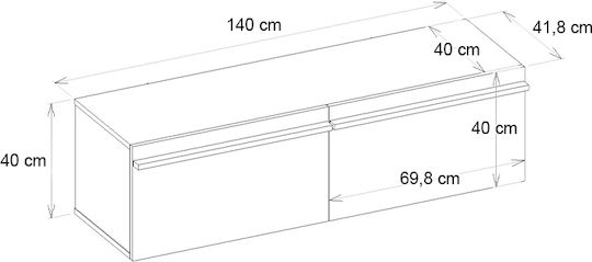 TV-Ständer Morel mit LED-Beleuchtung Schwarz M140xT41.8xH40cm