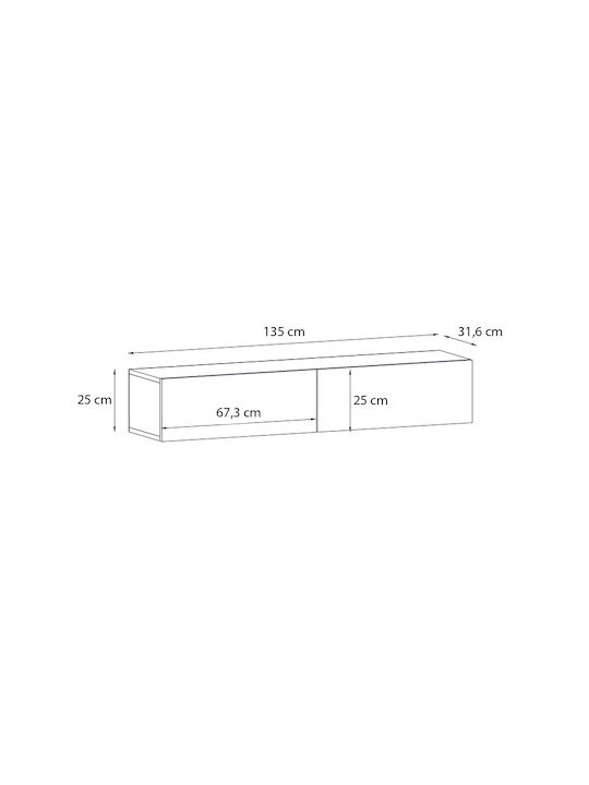 Έπιπλο Τηλεόρασης Aristo με Φωτισμό LED Μαύρο Μ135xΠ31.6xΥ25cm