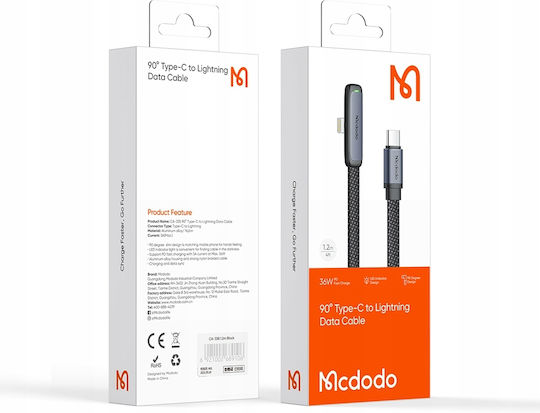 Mcdodo Flach USB-C zu Lightning Kabel 36W Schwarz 1m (CA-3350)