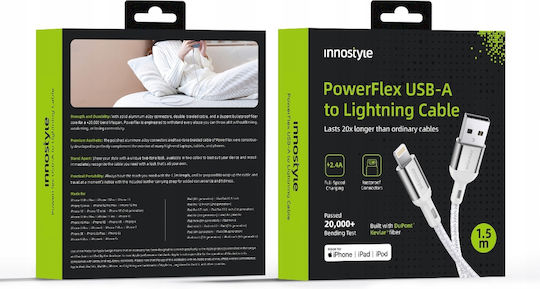 Innostyle USB-A to Lightning Cable Ασημί 2m (IAL150ALSLV)
