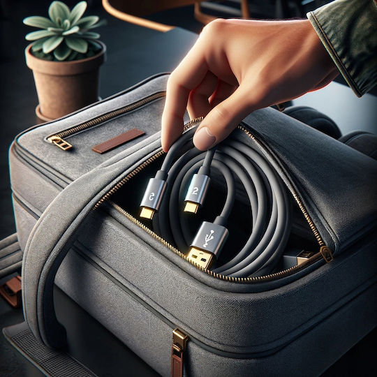 USB 2.0 Cable USB-C male - USB-C female 100W PD Γκρι 3m CO2-0008