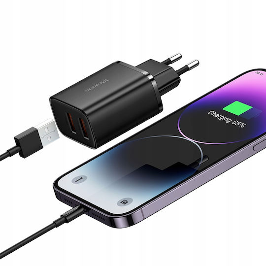 Mcdodo Ladegerät ohne Kabel mit 2 USB-A Anschlüsse 12W Schwarzs (CH-5070)