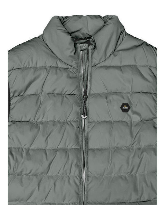 Double Smjk Men's Sleeveless Puffer Jacket Haki