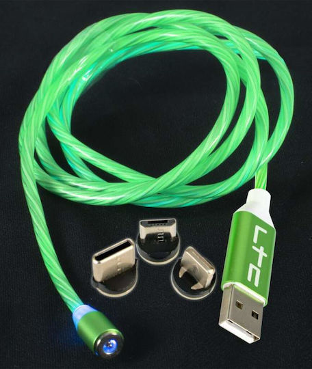 LTC Audio LED USB to Lightning / Type-C / micro USB Cable Μπλε 1m
