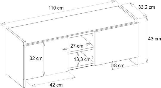 Дървен Обувна рафт Verly 110x33.2x43см