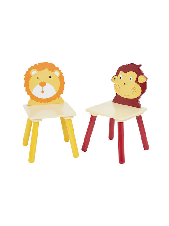 Children's Wooden Table 2 Chairs Set Learning Playing Drawing Feeding Animals