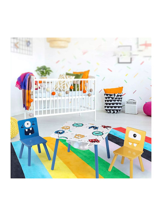Children's Wooden Table 2 Chairs Set Learning Playing Drawing Feeding Ghosts
