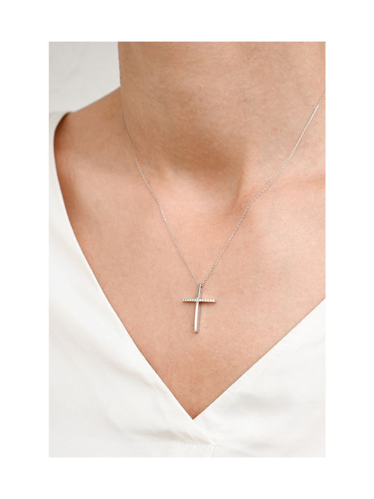 Kritsimis Weißgold Kreuz 14K mit Kette