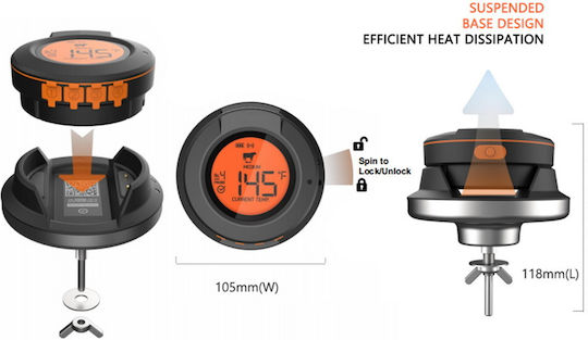 Thermogatz At02 Wireless Electronical BBQ Thermometer with Probe and Bluetooth