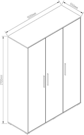 Drei Türen Schrank Braun 149.8x55.3x210cm