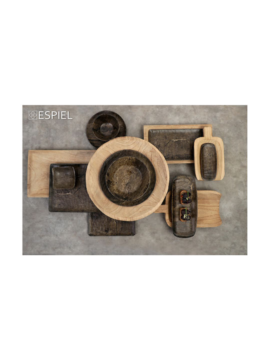Espiel Pine Serving Bowl Round Wooden Green with Diameter 40cm