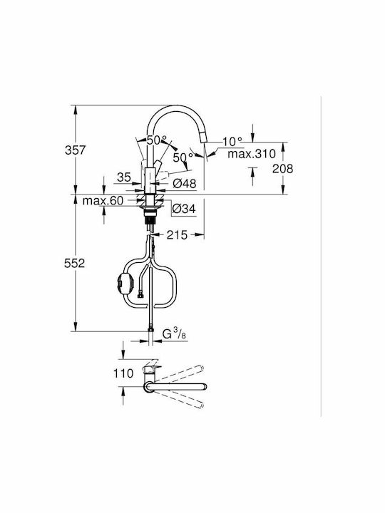 Grohe Edge Küchenarmatur Zähler Silber
