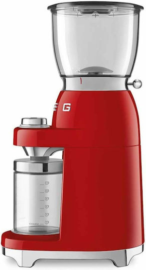 Smeg Electric Coffee Grinder 150W for 350gr Beans and 30 Grind Levels Red