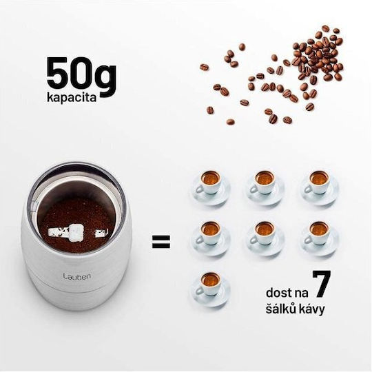 Lauben Elektrischer Kaffeemühle 200W mit einer Kapazität von 500gr Silber