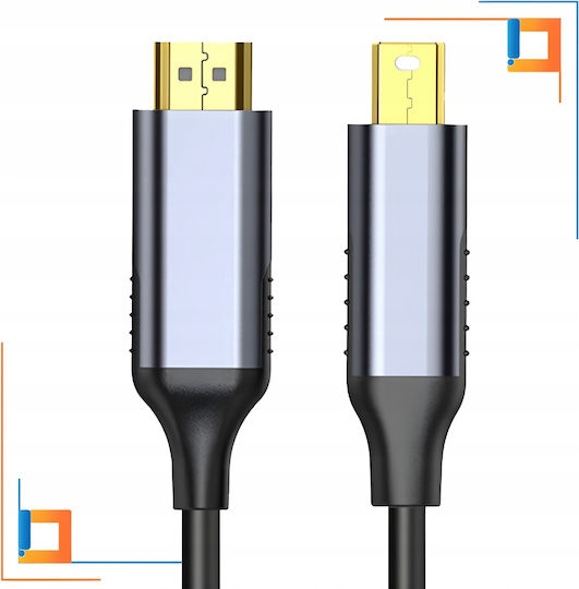 Кабел mini DisplayPort мъжки - HDMI мъжки 1м Сив (CO2-0030)