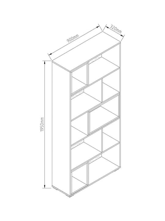 Kids Wooden Bookcase White 90x32.3x195.1cm