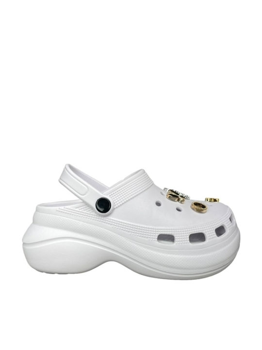 Adam's Shoes Damen Clogs Pin White