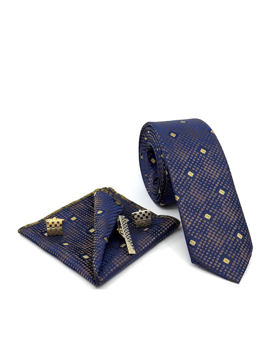 Legend Accessories Σετ Ανδρικής Γραβάτας με Σχέδια σε Μπλε Χρώμα