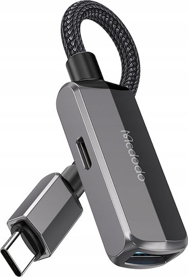 Mcdodo Μετατροπέας USB-C male σε USB-A / USB-C female Γκρι 1τμχ CA-2830