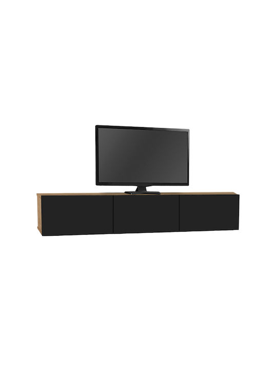 TV Stand Damla with LED Lighting Sapphire Oak - Black L180xW29.5xH29.5cm