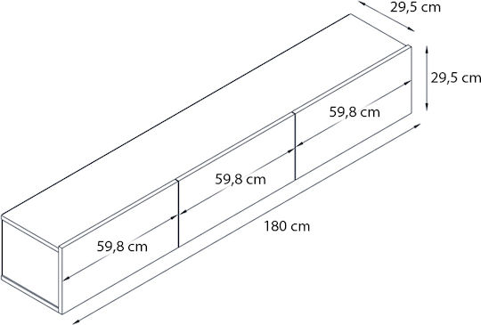 TV Stand Damla with LED Lighting Sapphire Oak - Black L180xW29.5xH29.5cm
