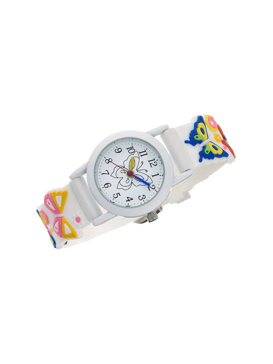 Perfect Kinder Analoguhr mit Kautschuk/Plastik Armband Weiß
