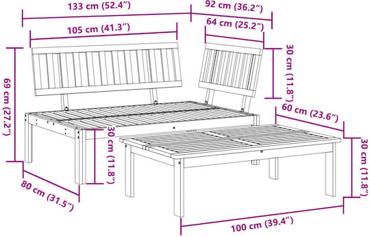 Garten- und Outdoor-Möbelsets 2 Stück Braune für Außenbereich