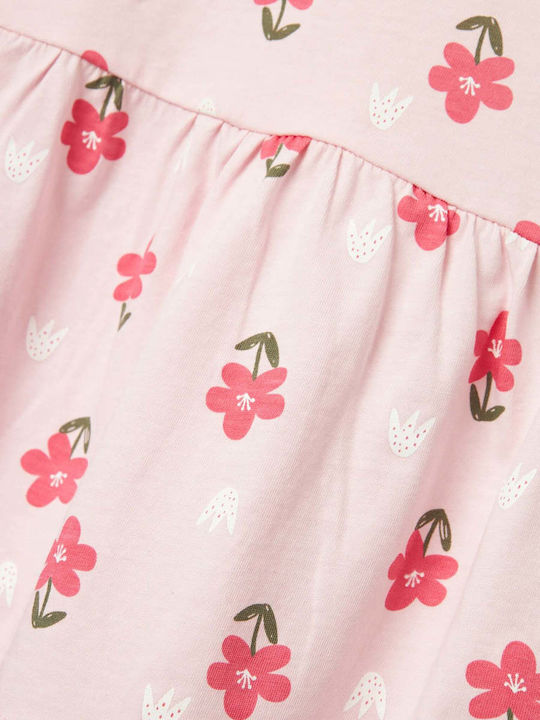 Name It Mädchen Kleid Blumen Kurzärmelig Pink Strawberry