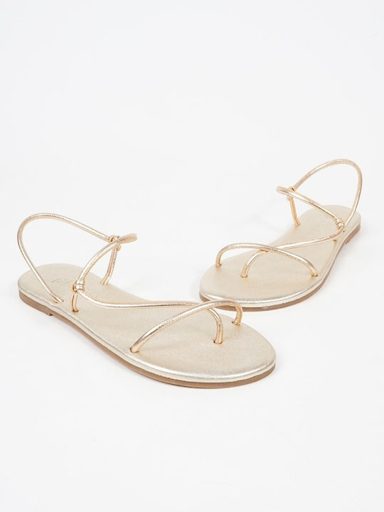 LEATHER SANDALS IN METAL SHADES - Gold 15015