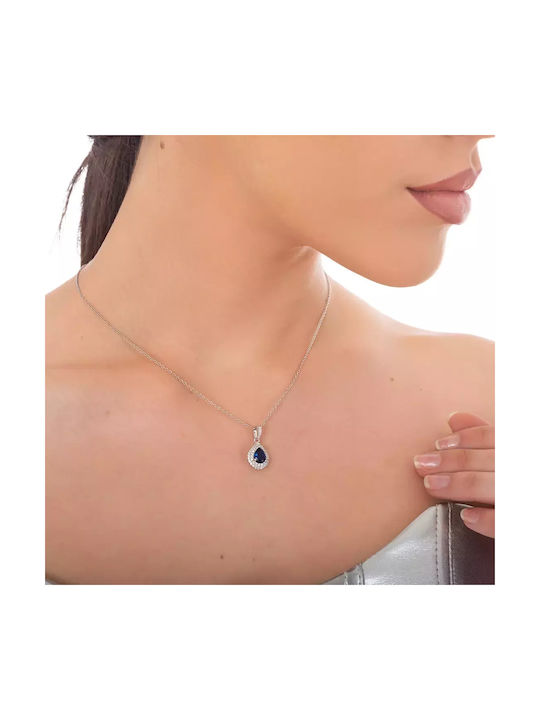 Oxzen Επιπλατινωμένο Necklace with design Tear from Silver with Zircon