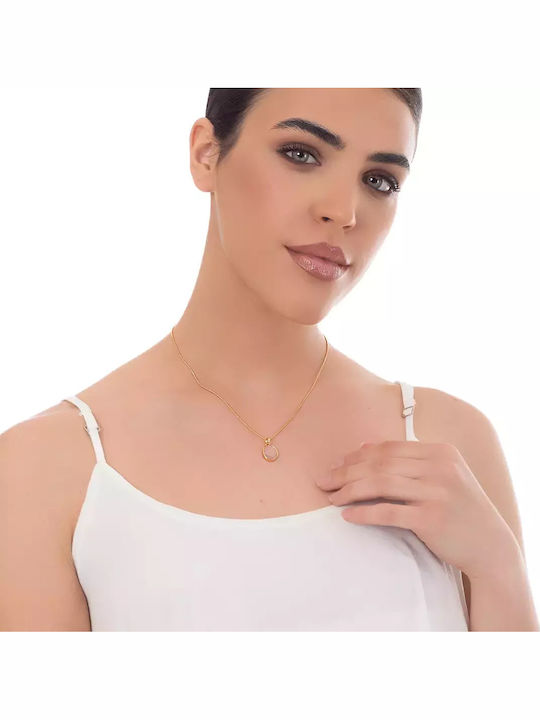 Oxzen Κολιέ από Ροζ Επιχρυσωμένο Ασήμι Ροζ