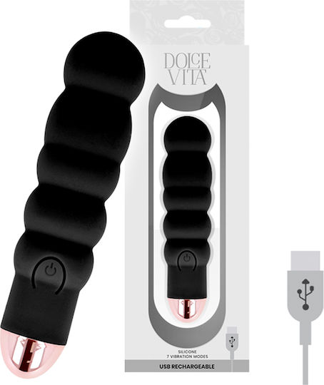 Dolce Vita Rechargeable Vibrator Six Mini Κλειτοριδικός Δονητής 13cm Black