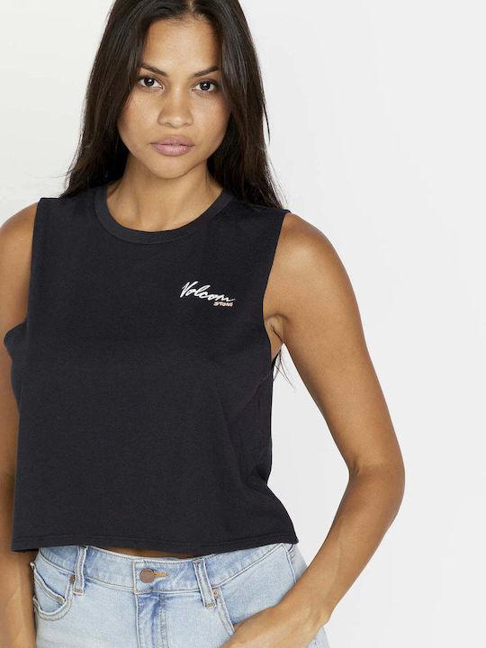 Volcom Damen Crop Top Ärmellos Gestreift Black