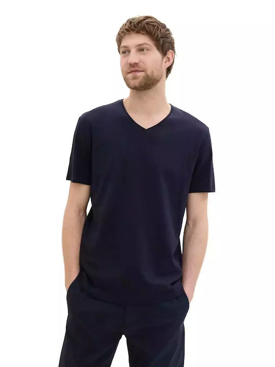 Tom Tailor Men's Short Sleeve T-shirt with V-Neck BLUE