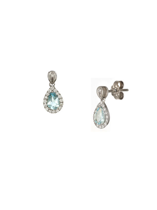 Earrings Sky Blue Topaz & Diamonds White Gold 18K P-70943 White Gold 18K