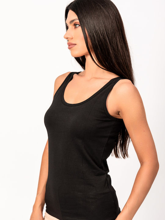 Women's Cotton T-Shirt with Spaghetti Strap Black